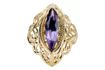 Anneau Alexandrite Or jaune 14 carats Artisanat vintage vrc017y